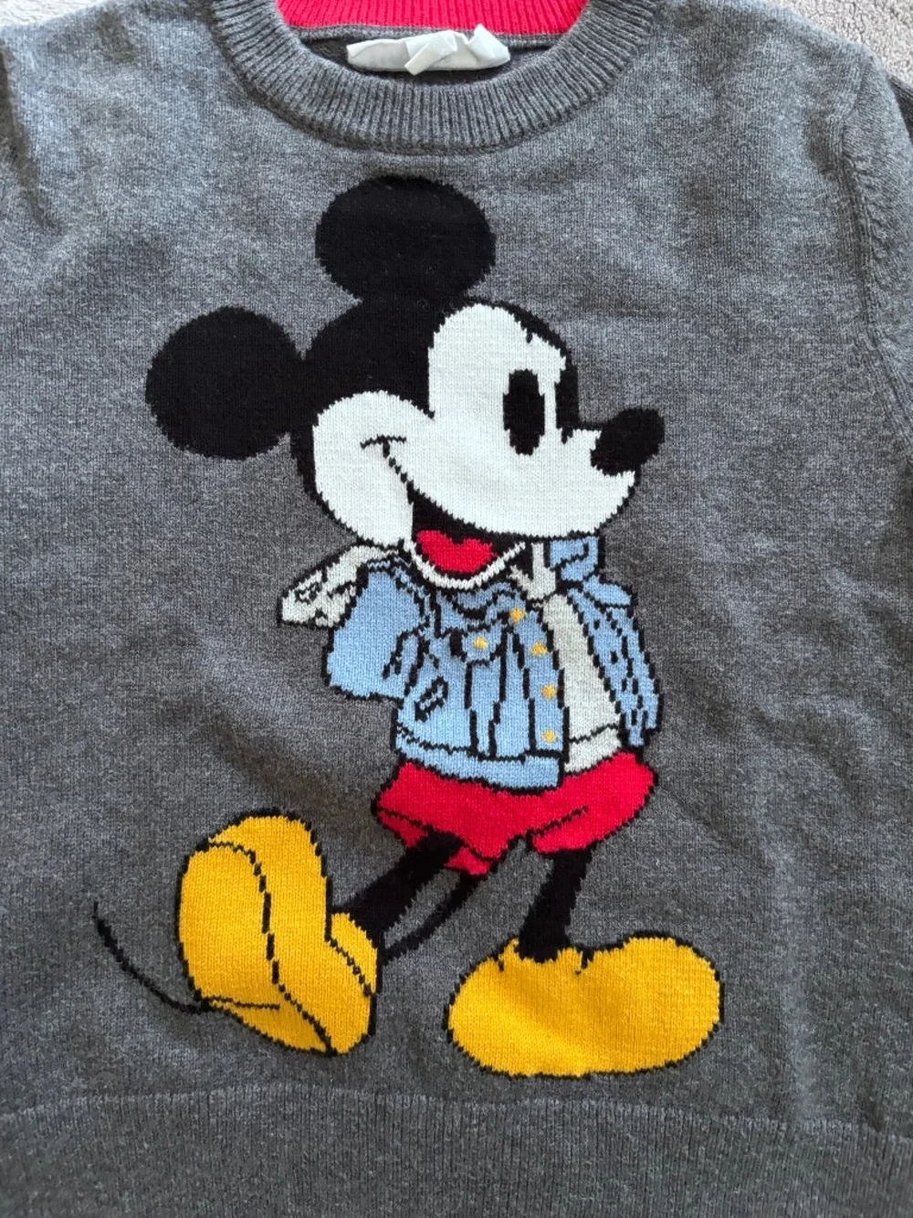 Baby Gap Disney 4T / 4 Years Mickey Mouse Heather Gray Grey Sweater Top EUC